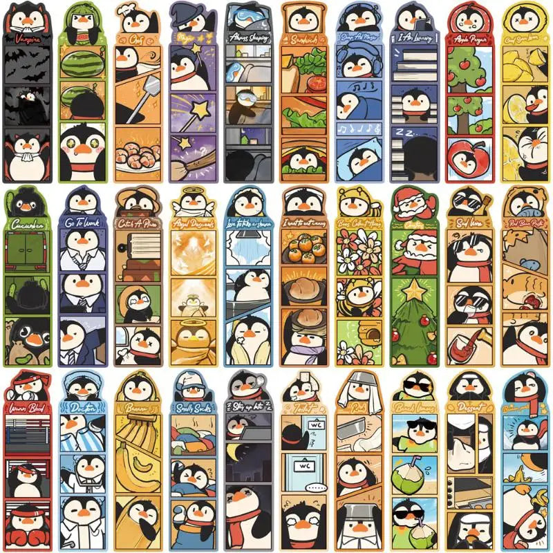 30pcs Cartoon Penguin Bookmarks Set – Fun Reading Stationery Bookmark Set Babs