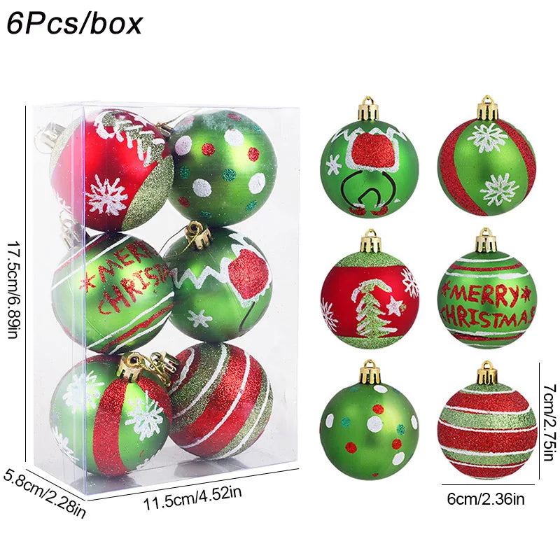6pcs Green Monster Christmas Ball Ornaments – 6cm Xmas Tree Decor Christmas Tree Ornaments Babs Style2 6cm