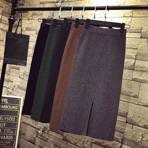 Women's Thickened Knit High Waist Pencil Skirt – Autumn Winter Knit Pencil Skirt Babs