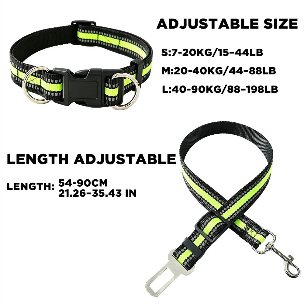 2-in-1 Dog Car Seat Belt & Headrest Harness – Adjustable Nylon Dog Car Harness Babs