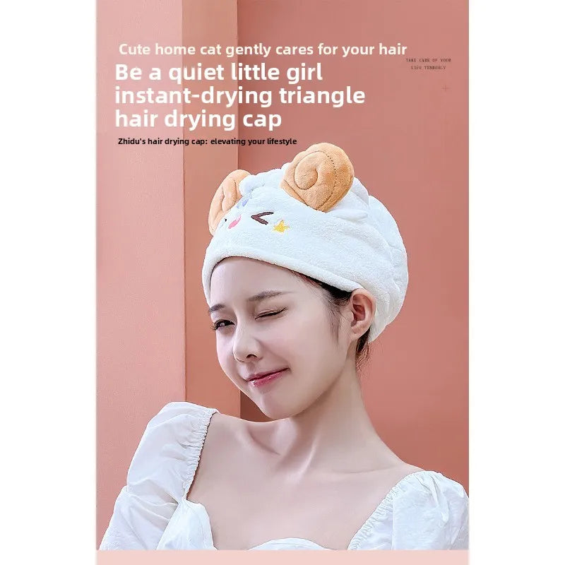 Kawaii Sheep Hair Towel Wrap Cap – Quick Dry & Absorbent Hair Towel Wrap Cap Babs