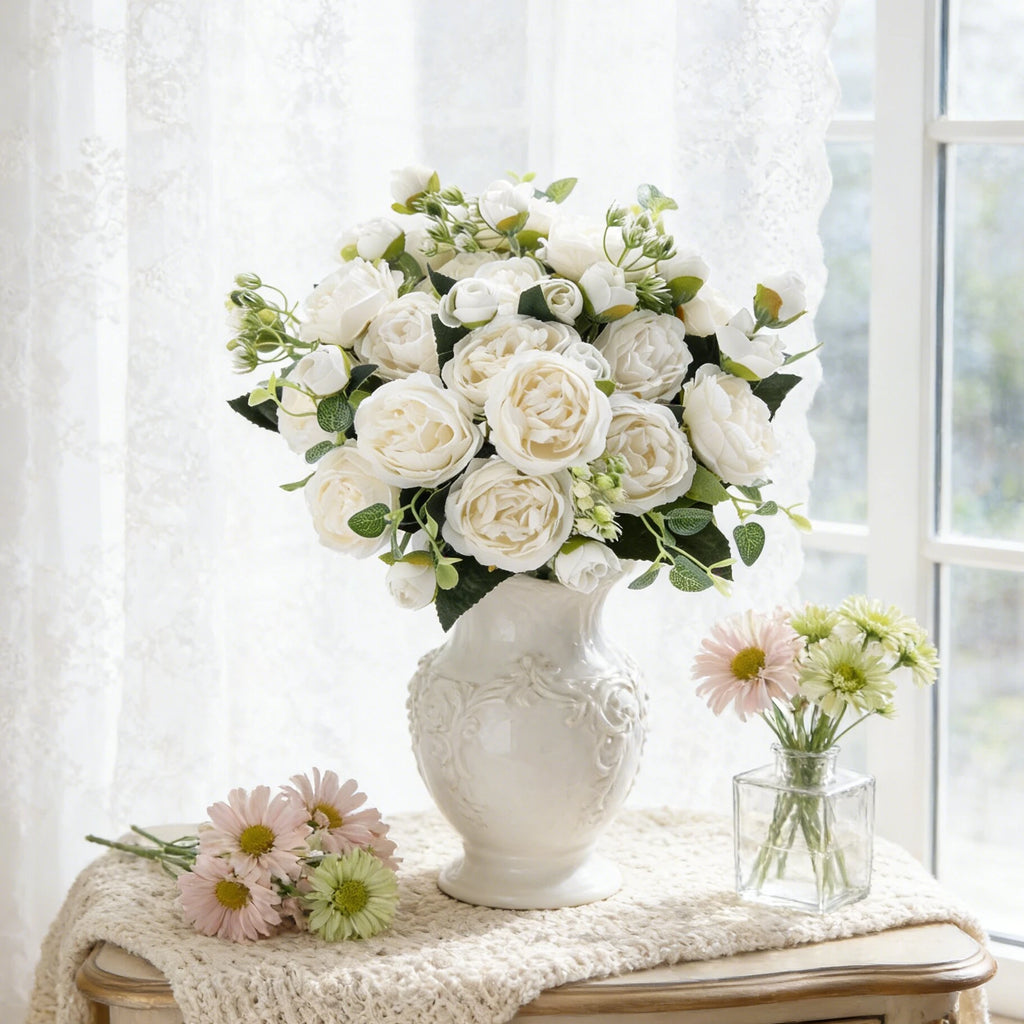 Artificial Silk Peony Bouquet – UV-Resistant Wedding & Home Decor Artificial Flower Bouquet Babs