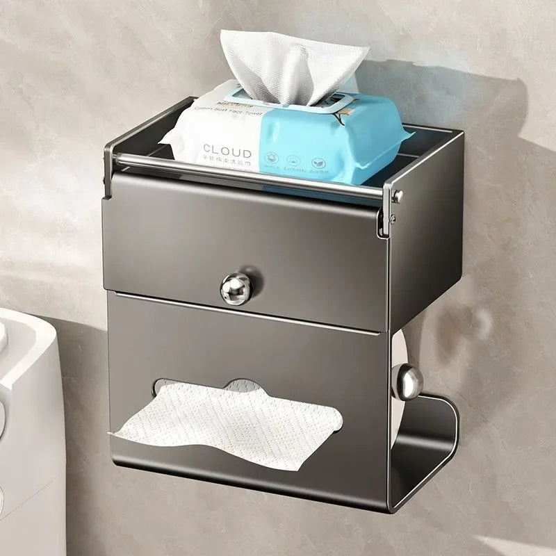 Luxury Stainless Steel Tissue Box & Toilet Storage Rack Tissue Box Holder Babs