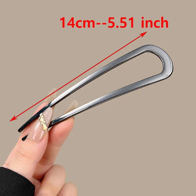 U-Shaped Metal Hair Fork Sticks | Gold Silver Black Alloy Hair Fork Sticks Babs 14cm C