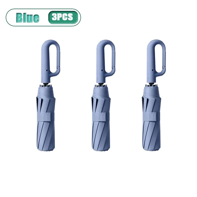 Automatic Windproof UV Folding Umbrella – 1 or 3 Pack Folding Umbrella Babs Iron 10K Blue-3PCS