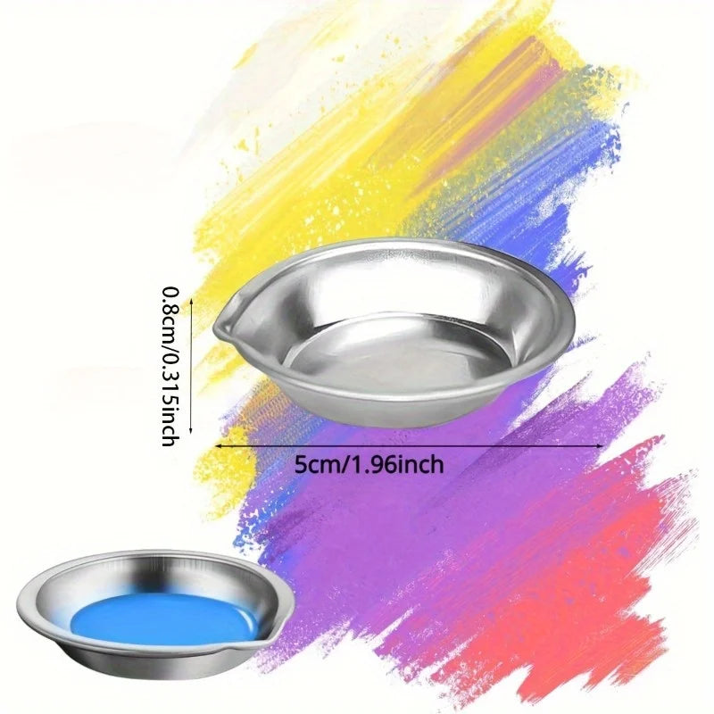 6-Piece Stainless Steel Paint Palette Set – Round Mixing Trays Paint Palette Set Babs