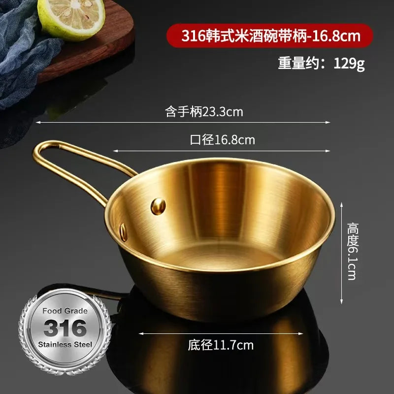 304 Stainless Steel Korean Bowl with Handle – Gold Finish Stainless Steel Bowl Babs Gold-5