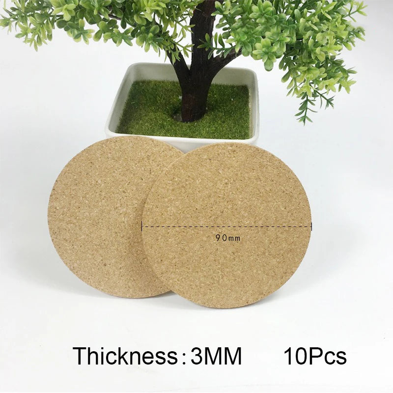 Cork Coasters for Drinks – Eco-Friendly Table Protection Cork Drink Coasters Babs 10PCS 90 x 3mm