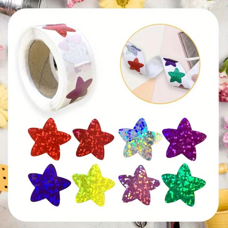 Holographic Star Stickers Kids Reward Classroom DIY Craft Craft Stickers Babs