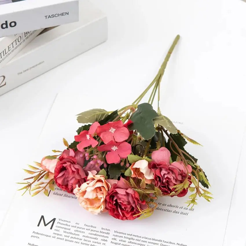 Silk Peony Artificial Flower Bouquet for Wedding & Home Decor Artificial Flower Bouquet Babs color 2 1 pc