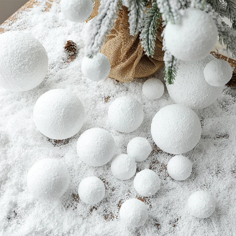 White Foam Christmas Ball Ornaments 4–10cm | 6pcs DIY Xmas Decor Christmas Ball Ornaments Babs white 6pcs 8cm
