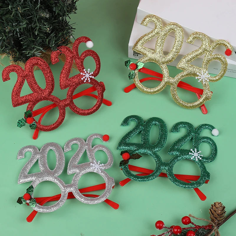 2026 New Year Party Glasses – Funny Christmas Photo Booth Props Holiday Party Props Babs