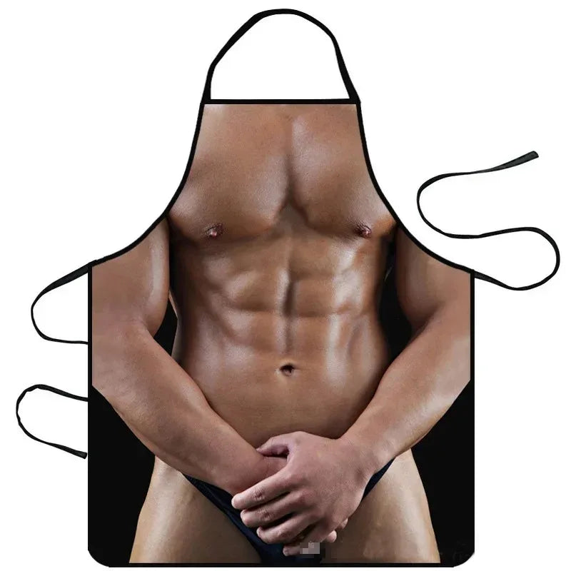Funny Novelty Muscle Man Printed Apron – 73x60cm Novelty Kitchen Apron Babs