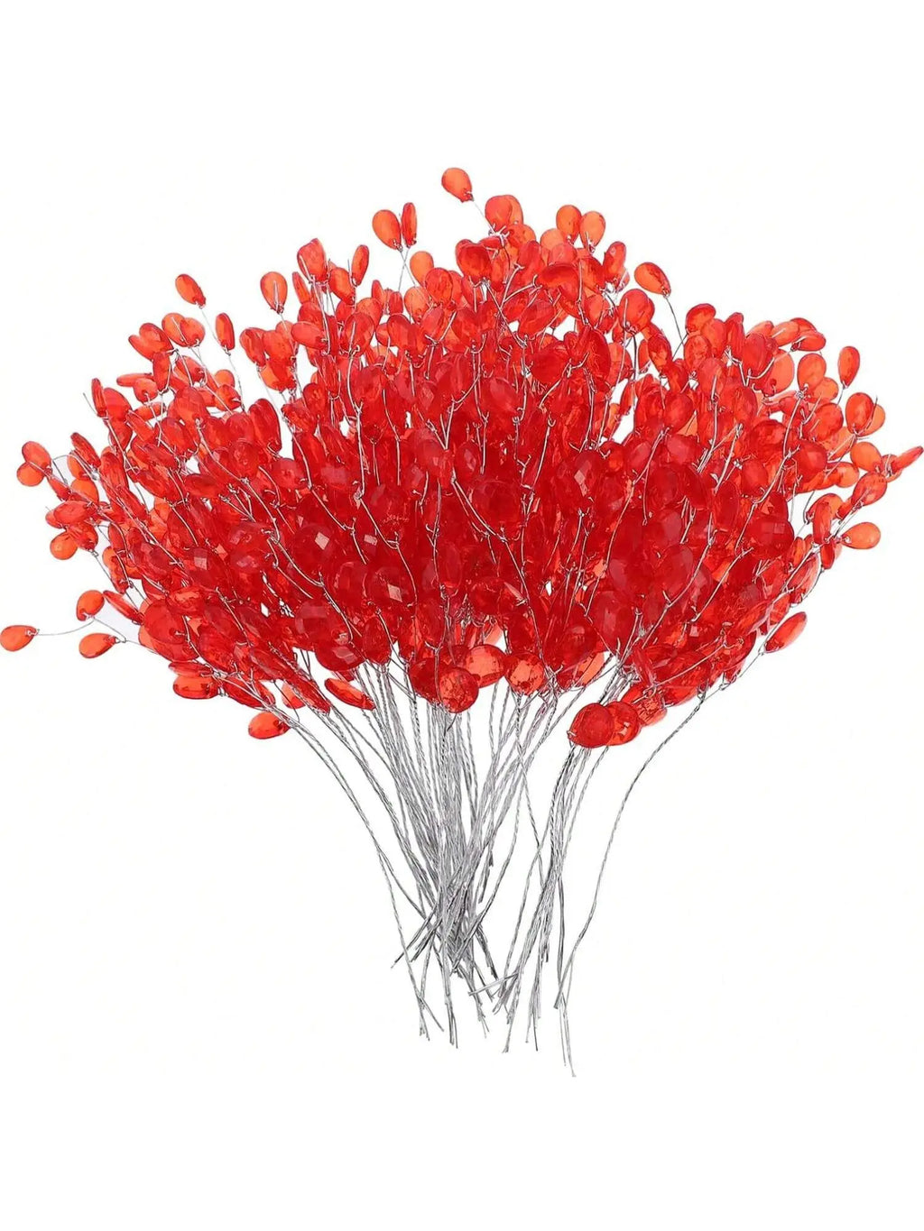 Acrylic Crystal Water Drop Artificial Flowers – Bridal DIY Decor Artificial Flower Heads Babs Red 50pcs