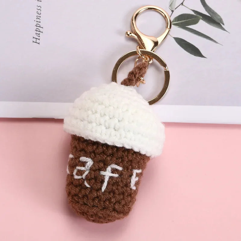 Cute Knit Keychain Charms – Handmade Burger & Ice Cream Pendants Knit Keychain Charm Babs