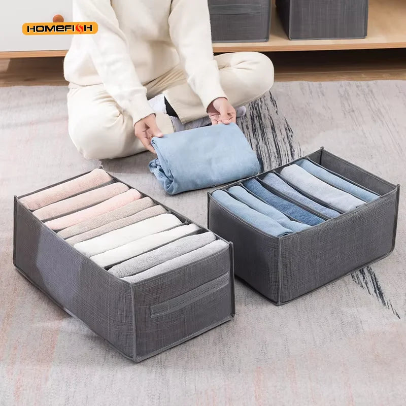 Grey 9-Grid Non-Woven Wardrobe Storage Box | Washable Wardrobe Storage Box Babs