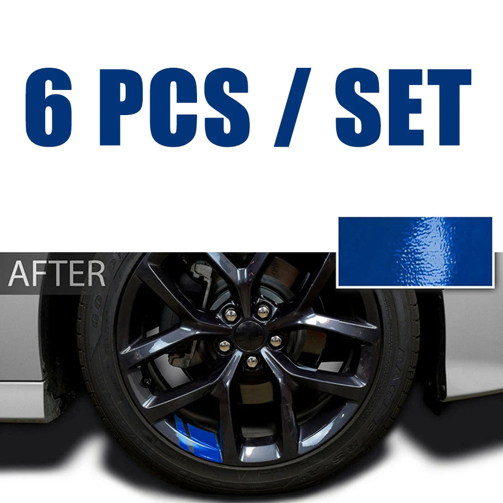 6Pcs Reflective Wheel Rim Vinyl Decals – Racing Stripe Stickers 16–21" Wheel Rim Decals Babs Blue