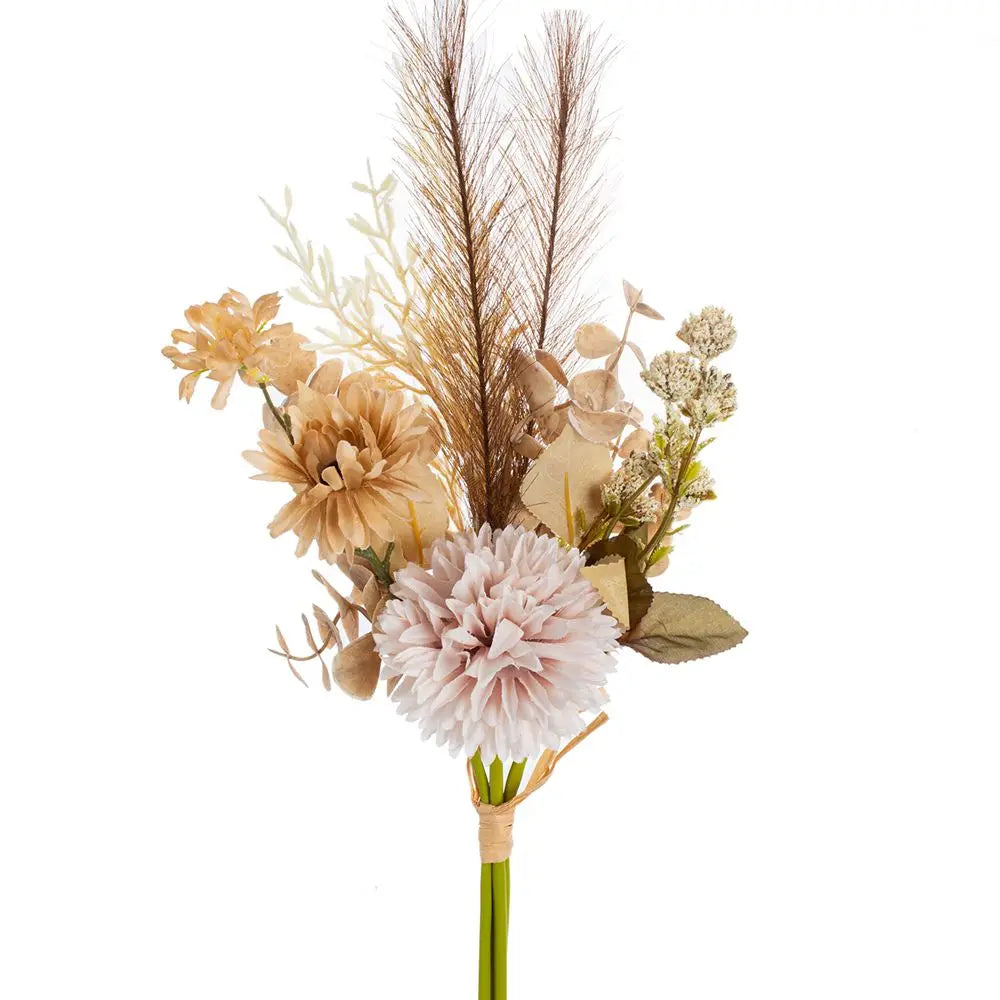 Silk Chrysanthemum Artificial Flowers – Wedding & Home Décor Artificial Flower Bouquet Babs Dark Khaki 1 PC