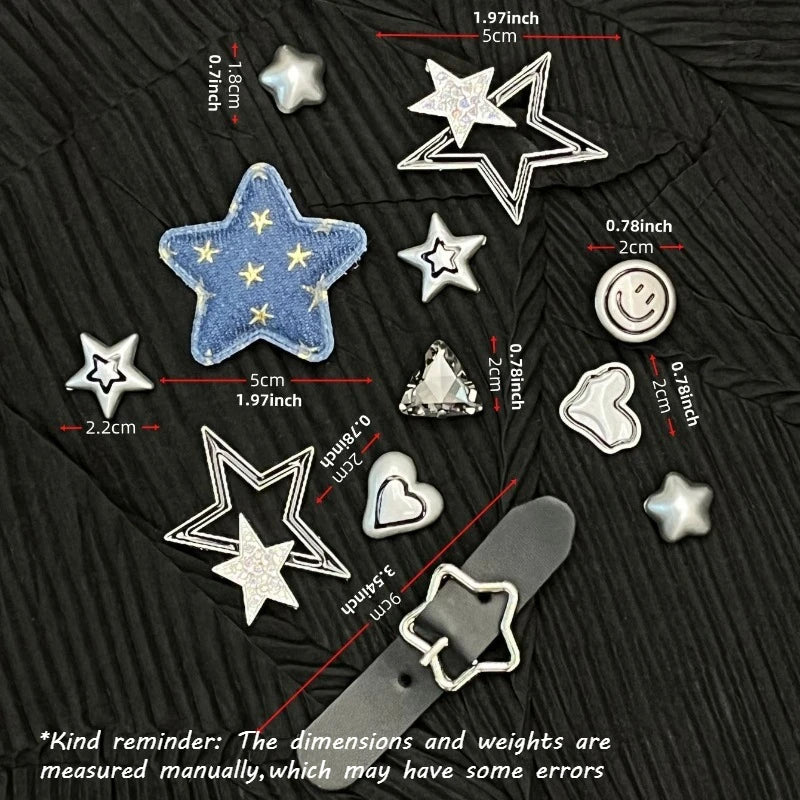 Denim Star Shoe Charms – DIY Detachable Decorative Set Shoe Charms Babs