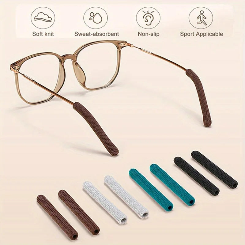 4 Pairs Soft Knit Glasses Ear Grip Covers – Anti-Slip Temple Tips Eyeglass Temple Covers Babs
