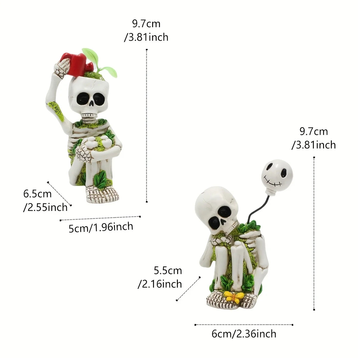 Skeleton Thinking Statue Set of 2 – Halloween Garden Decor Halloween Garden Statue Babs