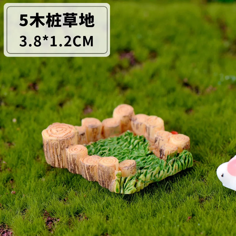 Miniature Well Statue – Handmade Resin Micro Landscape Décor Miniature Garden Statue Babs grass