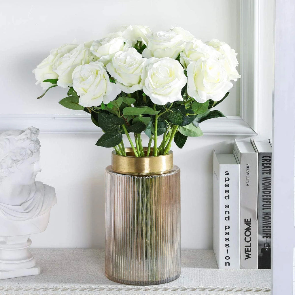 12 Silk Artificial Roses – Wedding, Home & Holiday Décor Artificial Silk Flowers Babs