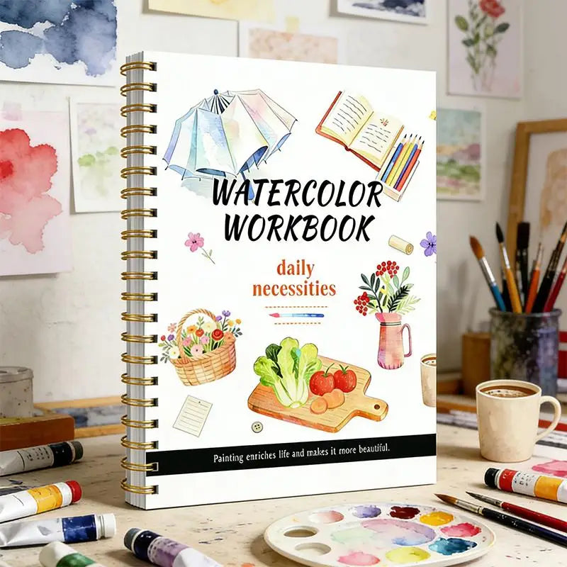 Spiral Bound Watercolor Flower Workbook – Thick Cotton Paper Watercolor Sketchbook Babs