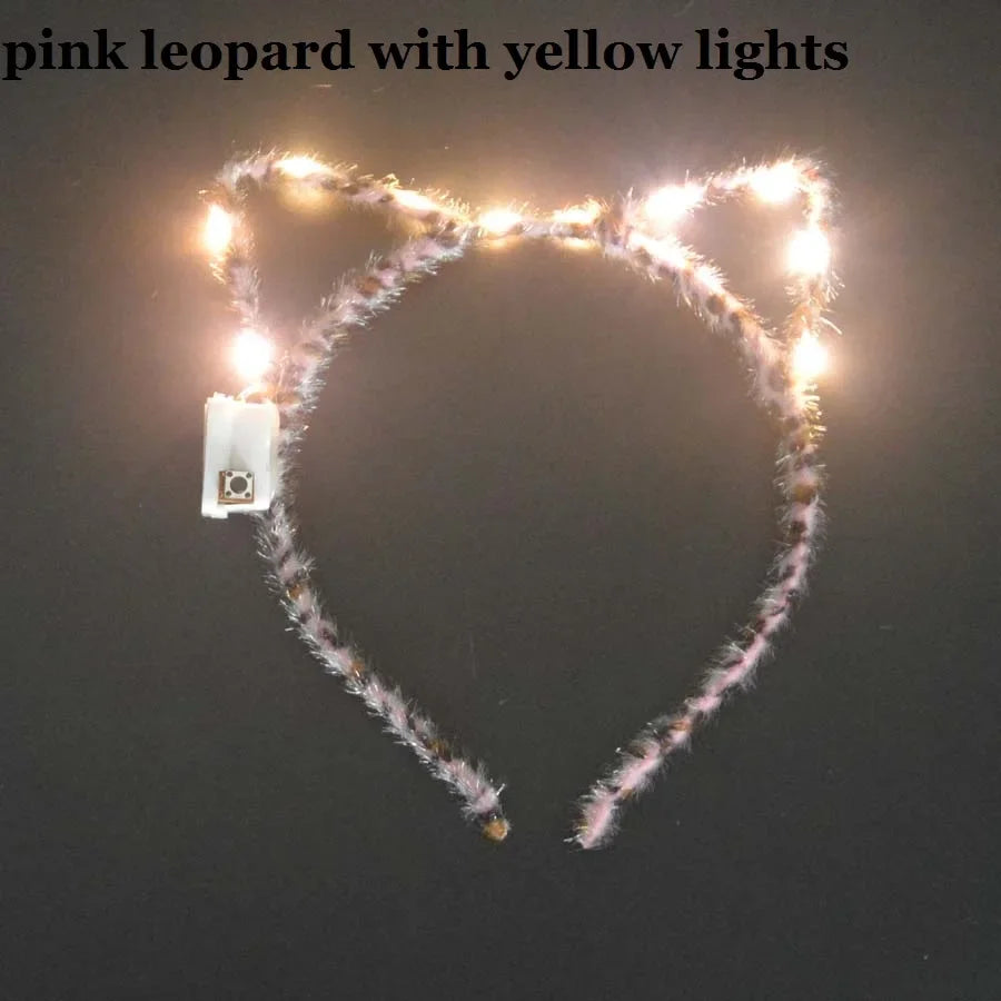 LED Flashing Cat & Fox Ears Headband – Glowing Party Hair Hoop