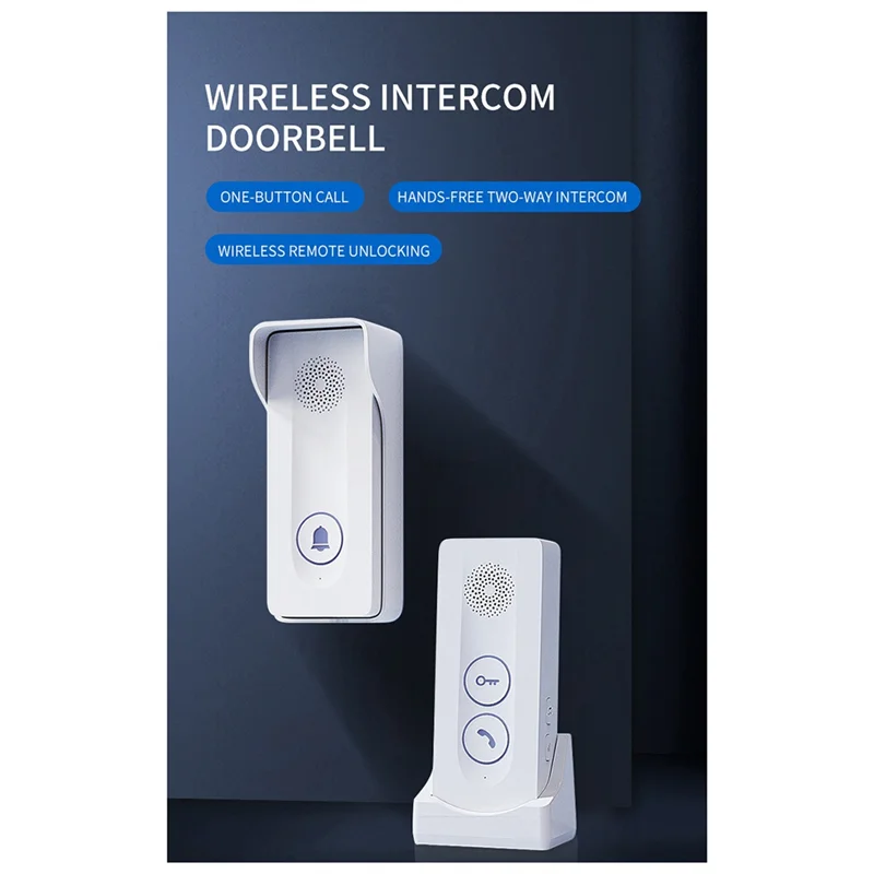 800M Wireless Intercom Doorbell | Two-Way Voice & Remote Unlock Wireless Intercom Doorbell Babs