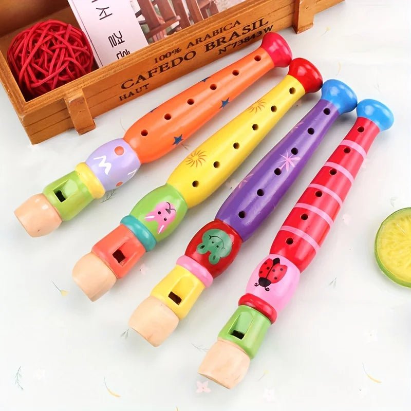 Wooden Cartoon Flute for Beginners – 6-Hole Music Gift Wooden Beginner Flute Babs
