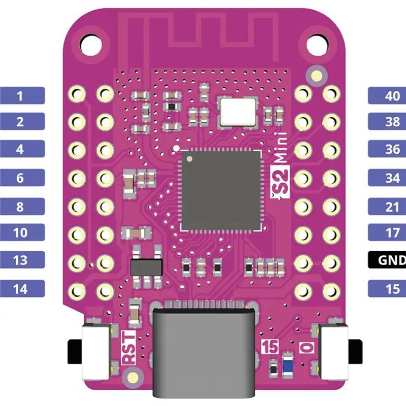 5-Pack ESP32-S2 Mini WiFi Dev Board | 4MB Flash 2MB PSRAM WiFi Development Board Babs