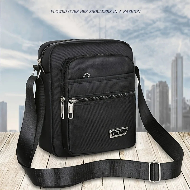 Black Oxford Crossbody Bag – Unisex Large Capacity Multi-Pocket Crossbody Shoulder Bag Babs