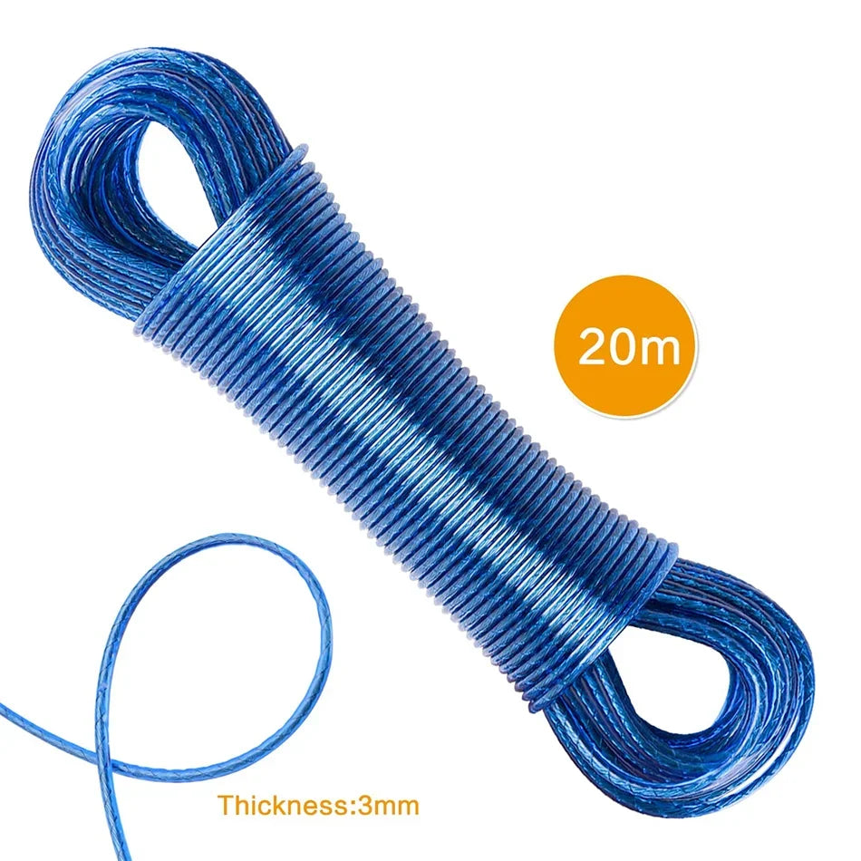 20M Steel Core PVC Clothesline – 3mm Outdoor Drying Rope Clothesline Rope Babs Clothesline 20M