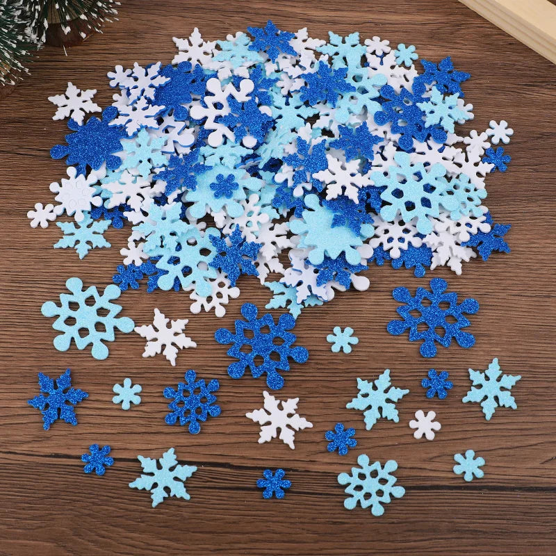100Pcs 3D Glitter Snowflake Foam Stickers – Christmas DIY Decor Craft Foam Stickers Babs