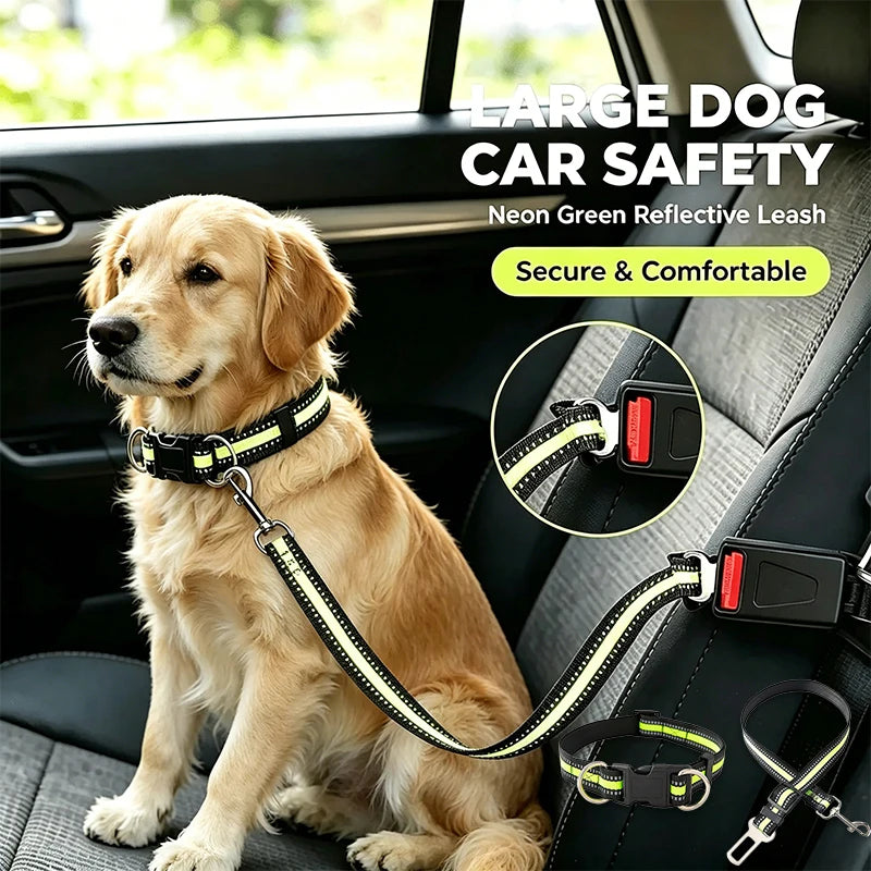 2-in-1 Dog Car Seat Belt & Headrest Harness – Adjustable Nylon Dog Car Harness Babs