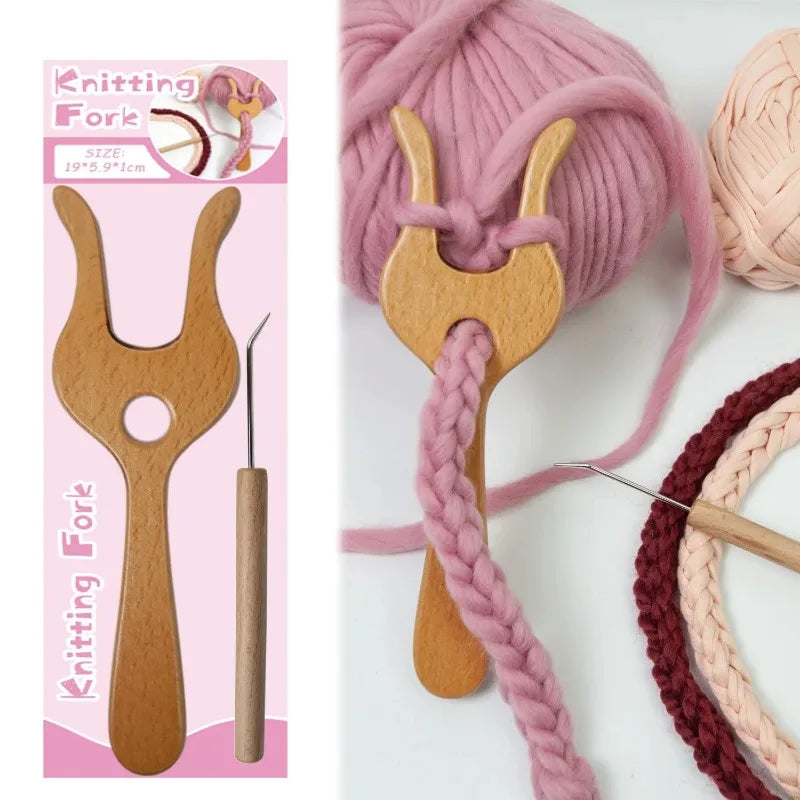 19cm Bamboo Knitting Fork – Wool Flower Knitting Tool Knitting Fork Tool Babs