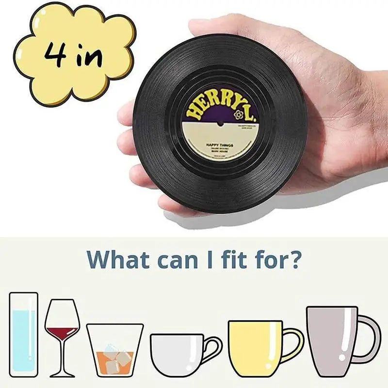 Vinyl Record Coasters Set of 12 – Retro Music Mug Mat Drink Coaster Set Babs