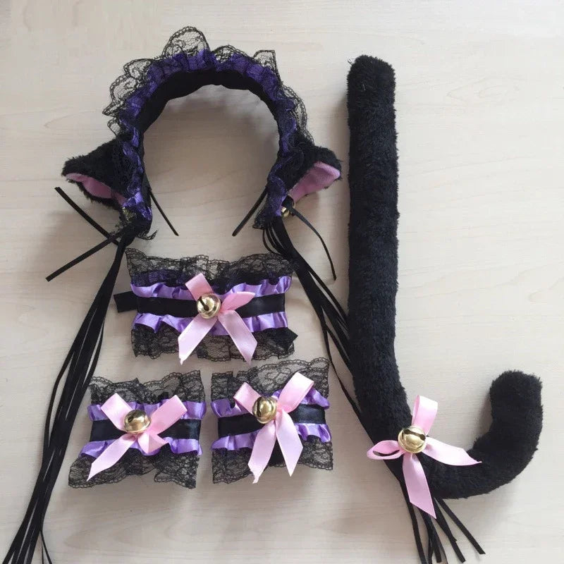 Cat Ear Lace Maid Cosplay Set – Headband, Collar & Wristbands Cosplay Costume Set Babs 30