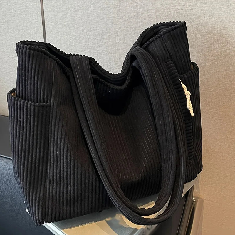 Large Corduroy Tote Bag for Women – Pockets & Zipper Corduroy Tote Bag Babs