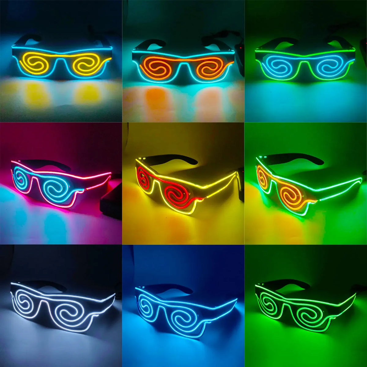 10pcs LED Glow Wire Glasses for DJ, Party & Cosplay LED Party Glasses Babs