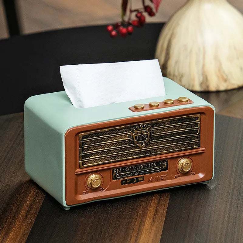 Retro Luxury Resin Tissue Box | Elegant Rectangular Napkin Case Decorative Tissue Holder Babs Green