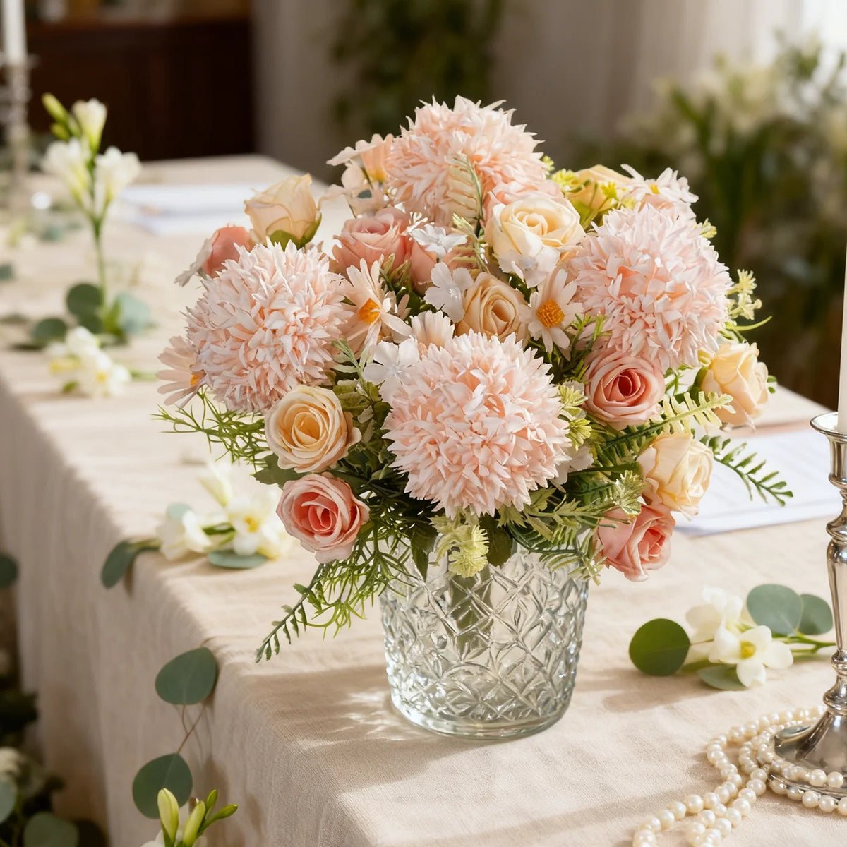 Artificial Silk Rose & Chrysanthemum Flowers – Wedding Bouquet Artificial Flower Bouquet Babs