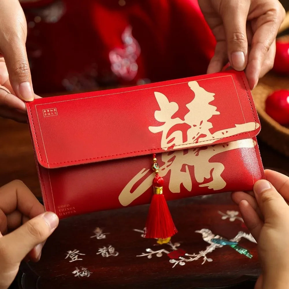 Chinese New Year Lucky Red Envelope with Tassel & Blessing Festive Gift Envelope Babs