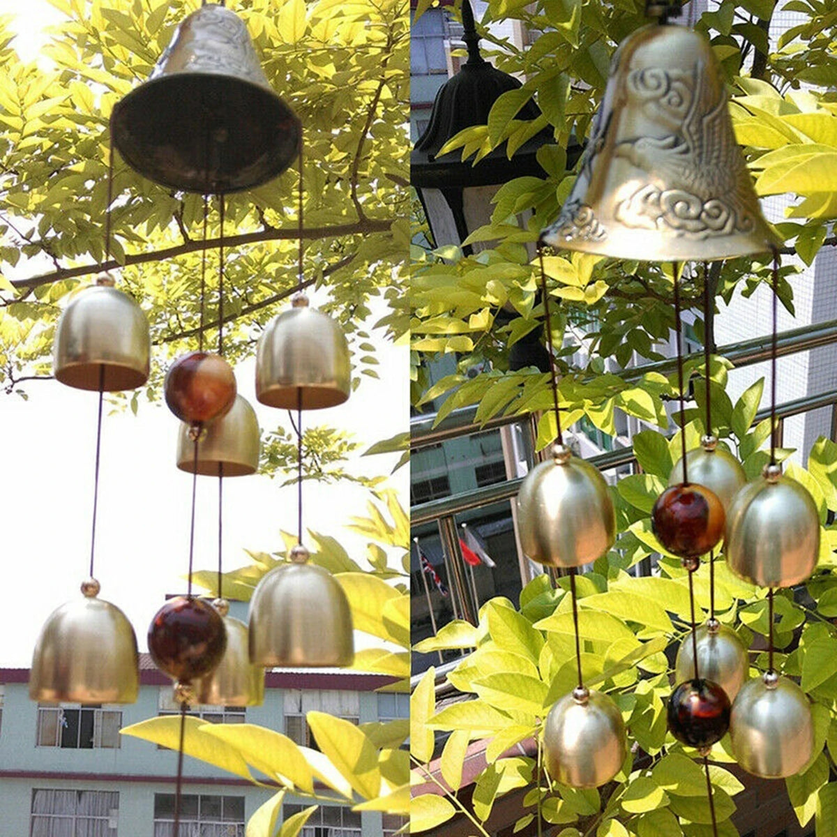 6 Copper Bell Metal Wind Chimes – Outdoor Yard & Garden Decor Outdoor Wind Chimes Babs