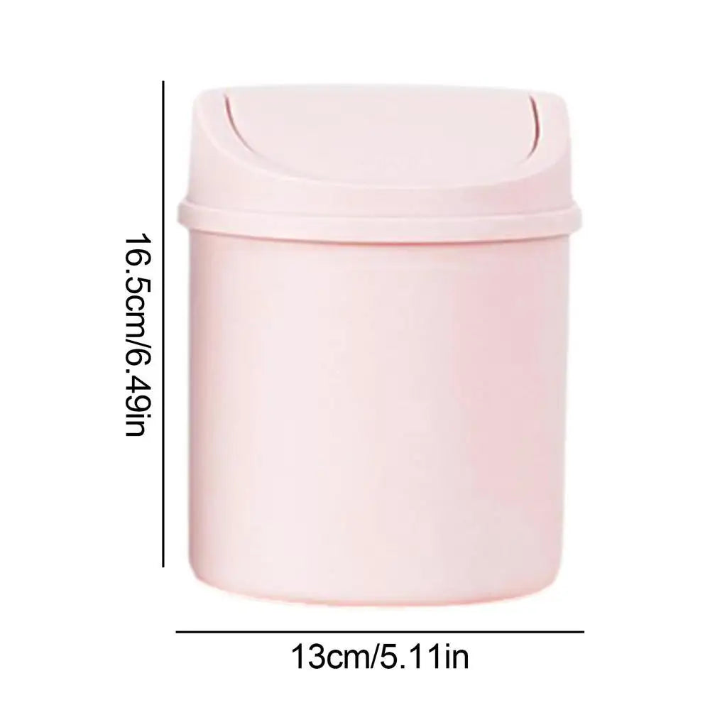 Mini Desktop Trash Can with Lid – Small Tabletop Waste Bin Desktop Trash Can Babs Pink