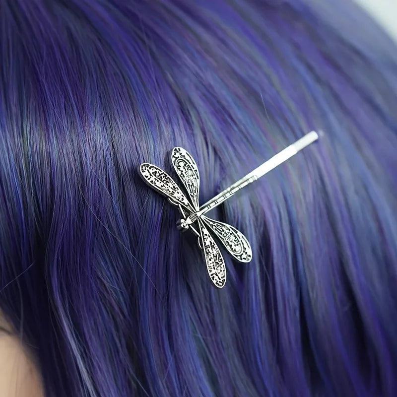 Retro Silvery Dragonfly Hair Clips – 2pc Vintage Barrettes Hair Clips Barrettes Babs
