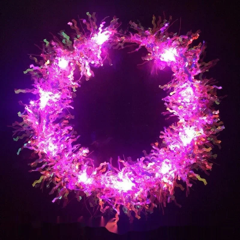 20pcs LED Floral Wreath Headbands – Party, Wedding & Cosplay LED Wreath Headband Babs
