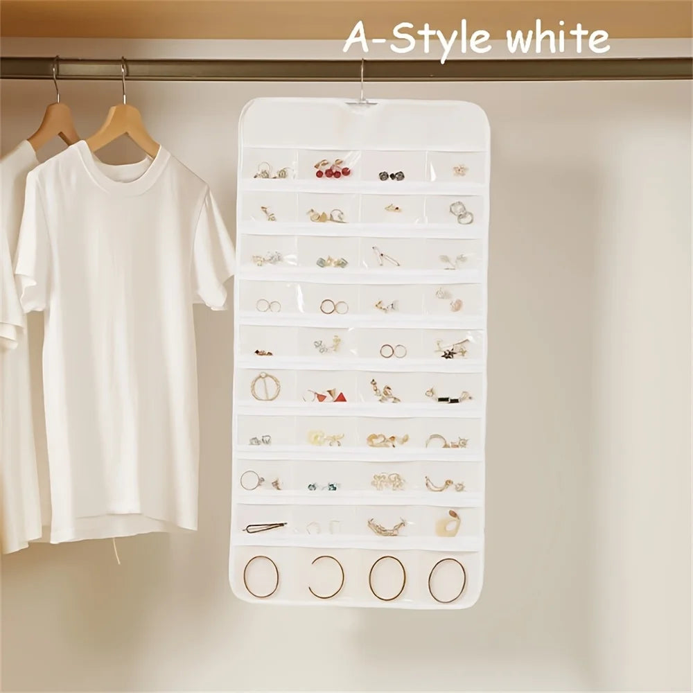 Double-Sided Hanging Jewelry Storage Bag – Foldable Organizer Jewelry Storage Bag Babs WHITE