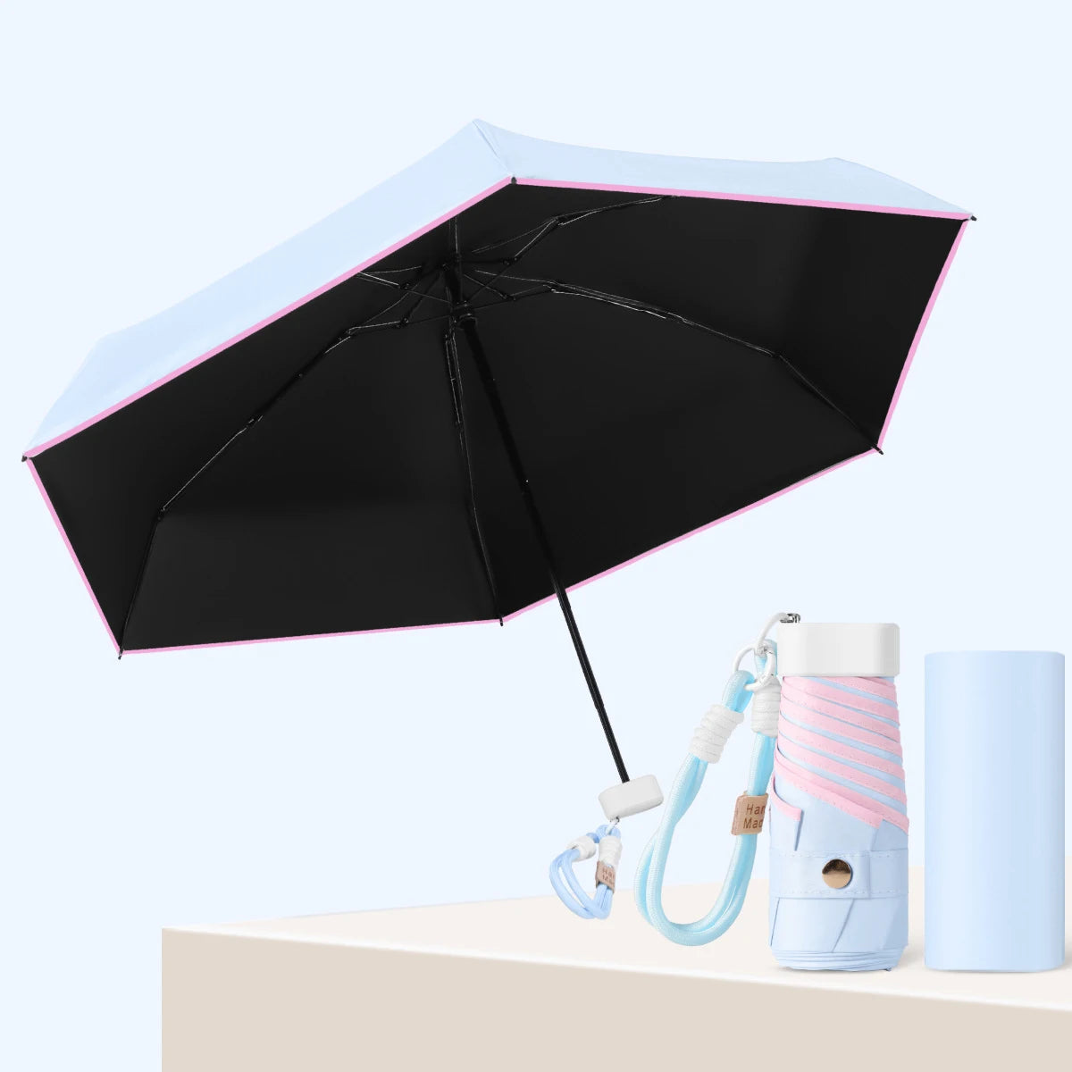 UPF 50+ Mini Folding UV Umbrella – Compact Travel Sunshade Folding Travel Umbrella Babs Iron 6K SB